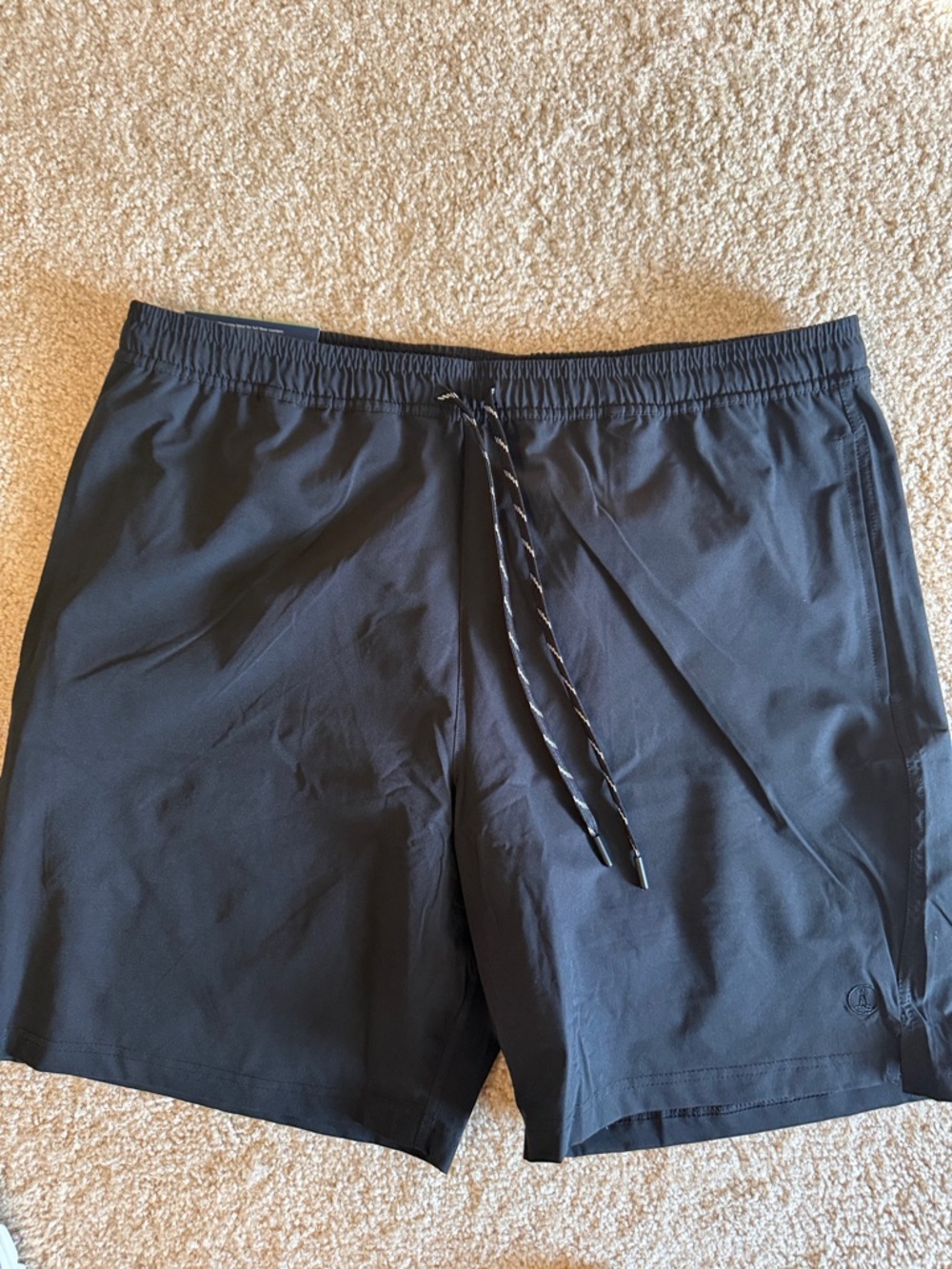 NWT Lands' End Men's Black Swim Trunks with Contrast Drawstring XL
